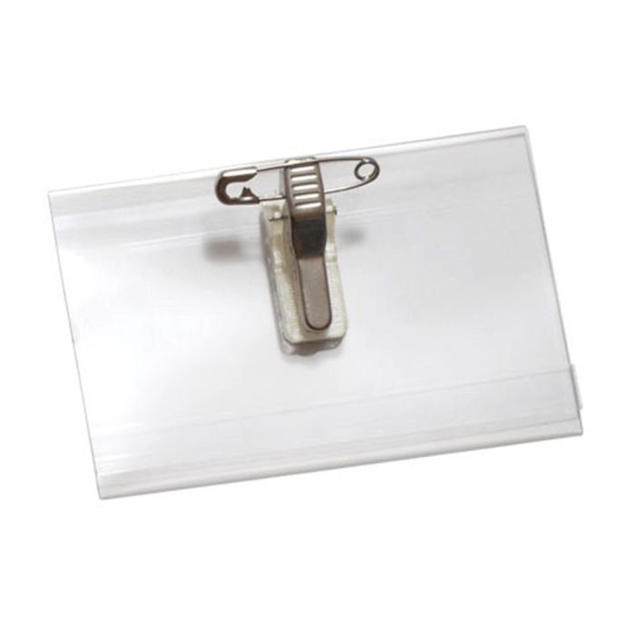 Clear Vinyl - Horizontal - Name Tag Holder with Pin/Clip Combo 