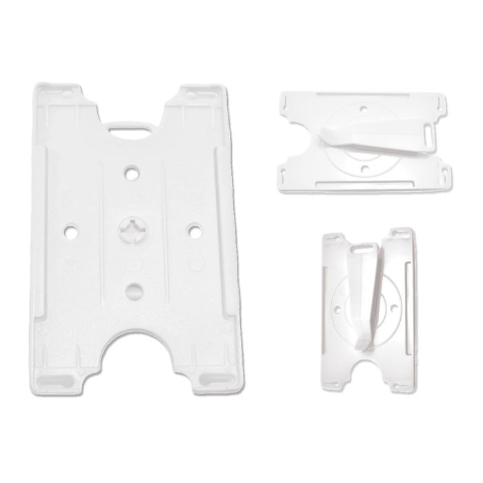 White Rigid Convertible Badge Holder w/ Belt Clip