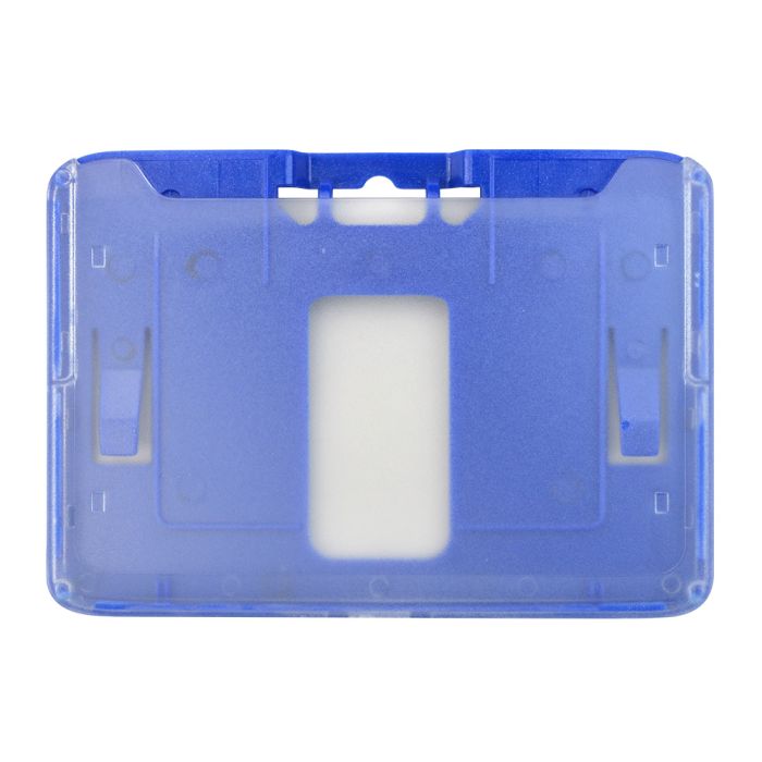 Blue Frosted - Horizontal - Rigid Plastic Badge Holder 