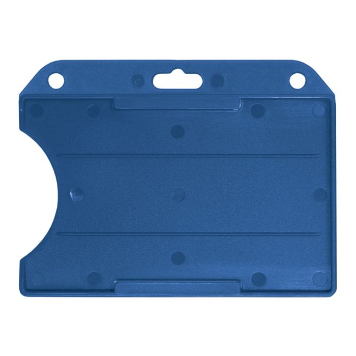 Blue Semi-Rigid Plastic Badge Holder - Horizontal - Open-Face Design 
