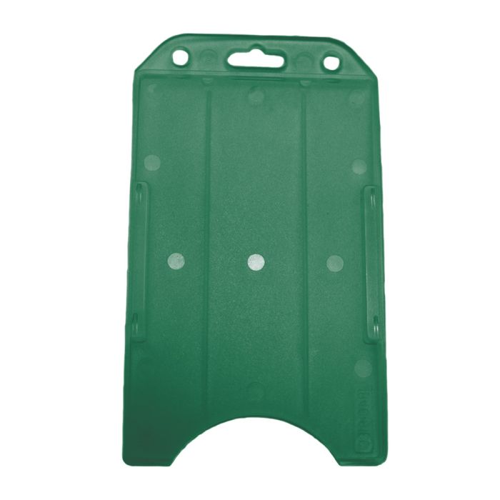 Green Semi-Rigid Plastic Badge Holder - Vertical - Open-Face Design 