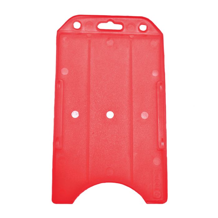 Red Semi-Rigid Plastic Badge Holder - Vertical - Open-Face Design 