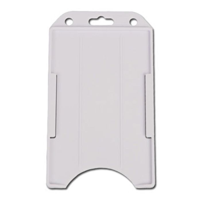 White Semi-Rigid Plastic Badge Holder - Vertical - Open-Face Design 