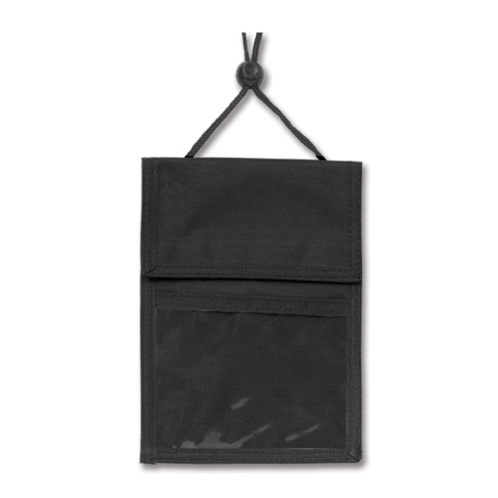 Black Multi-Pocket Credential Wallet Holder w/ Neck Cord 