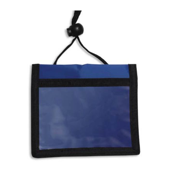 Blue Multi-Pocket Convention Wallet Holder w/ Neck Cord 
