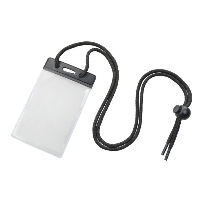 Black Color Bar - Vertical - Badge Holder w/ Neck Cord 