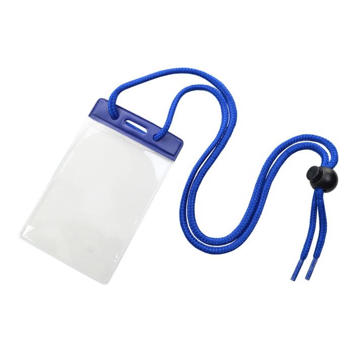 Blue Color Bar - Vertical - Badge Holder w/ Neck Cord 