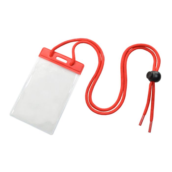 Red Color Bar - Vertical - Badge Holder w/ Neck Cord 