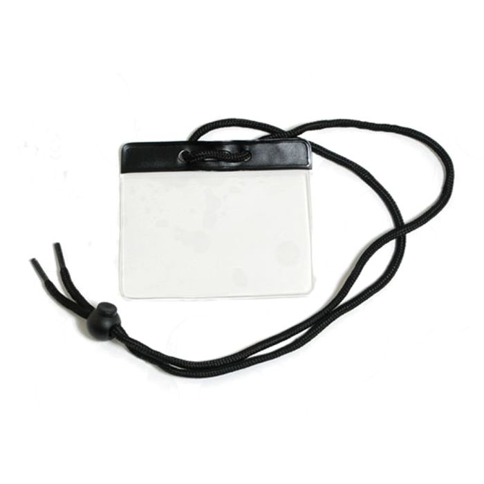 Black Color Bar - Horizontal - Government and Military Badge Holder w/ Neck Cord 