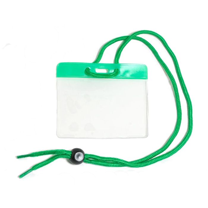 Green Color Bar - Horizontal - Government and Military Badge Holder w/ Neck Cord 