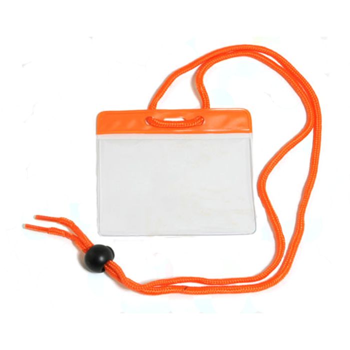 Orange Color Bar - Horizontal - Government and Military Badge Holder w/ Neck Cord 