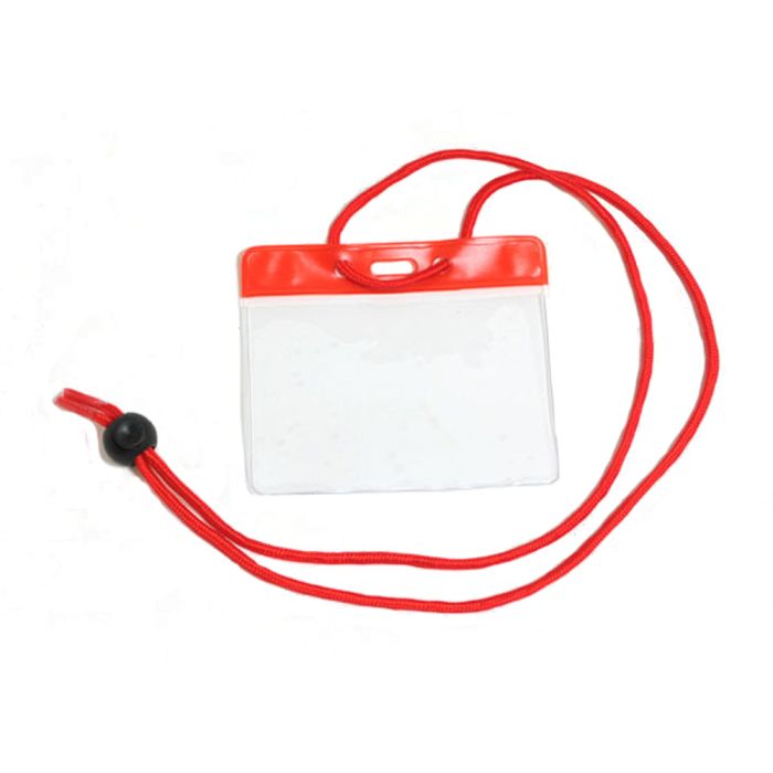 Red Color Bar - Horizontal - Government and Military Badge Holder w/ Neck Cord 