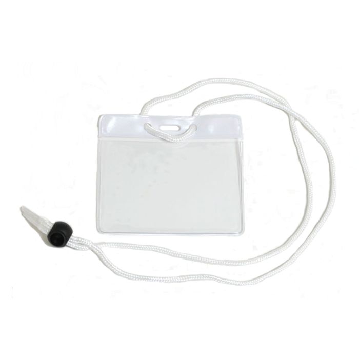 White Color Bar - Horizontal - Government and Military Badge Holder w/ Neck Cord 