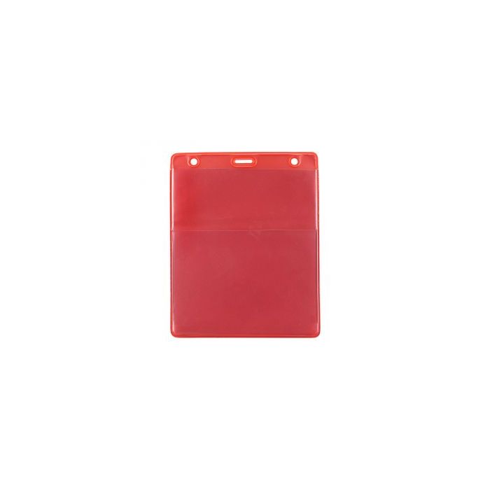 Red Event Size Credential Wallet - Vertical - Clear Vinyl with Slot and Chain Holes