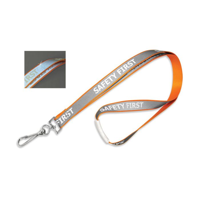 5/8'' Orange Reflective Glow-in-the-Dark Safety Lanyard w/ Safety Breakaway & Swivel Hook 