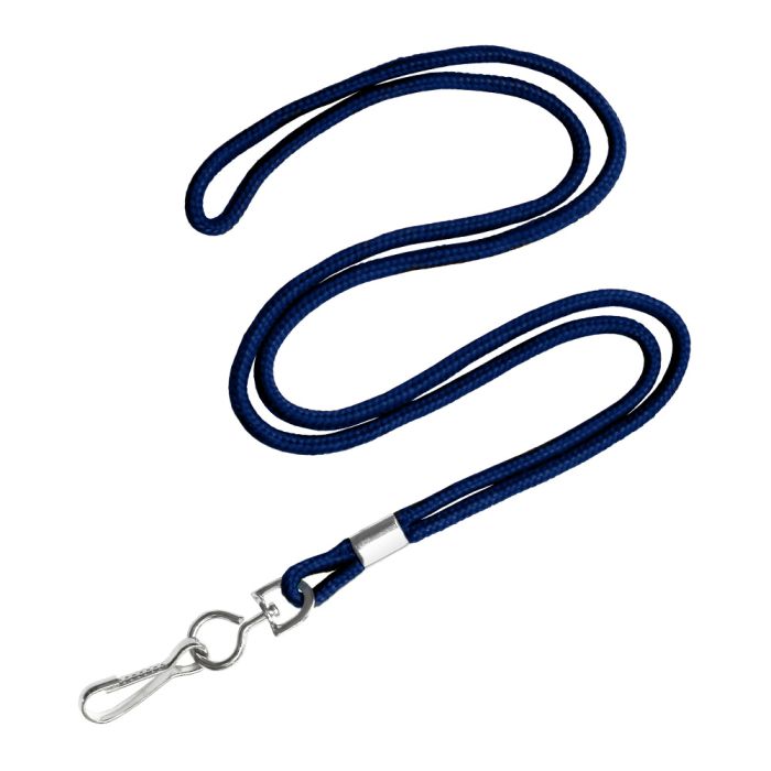 1/8'' Navy Blue Round Braid Lanyard with Swivel Hook 