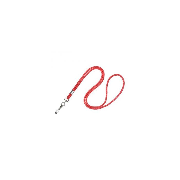 1/8'' Red Round Metallic Non-Breakaway Lanyard w/ Swivel Hook 