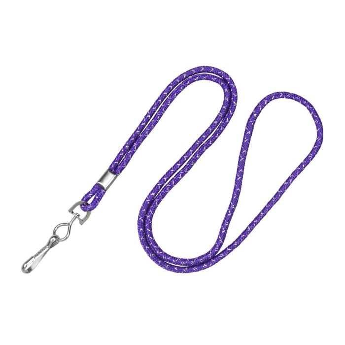 1/8'' Purple Round Metallic Non-Breakaway Lanyard w/ Swivel Hook 