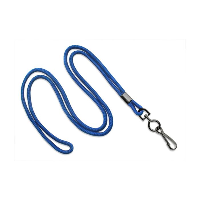 1/8'' Royal Blue Round Braid Lanyard with Black-Oxidized Swivel Hook  