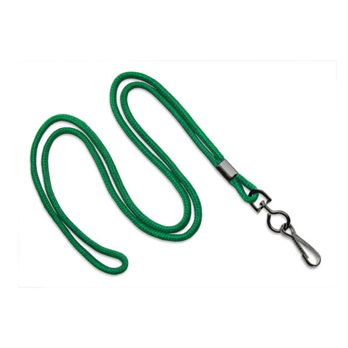 1/8'' Green Round Braid Lanyard with Black-Oxidized Swivel Hook  