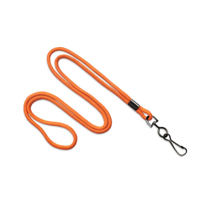 1/8'' Orange Round Braid Lanyard with Black-Oxidized Swivel Hook  