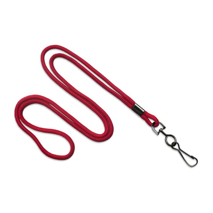 1/8'' Red Round Braid Lanyard with Black-Oxidized Swivel Hook  