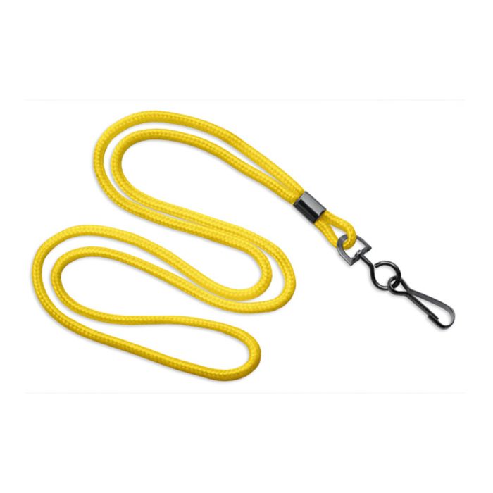 1/8'' Yellow Round Braid Lanyard with Black-Oxidized Swivel Hook  