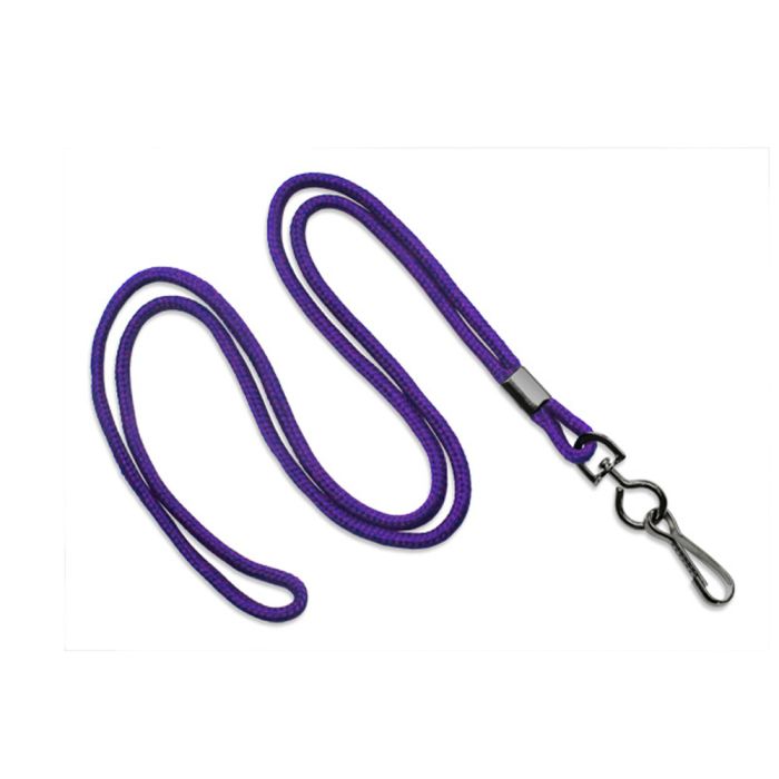1/8'' Purple Round Braid Lanyard with Black-Oxidized Swivel Hook  