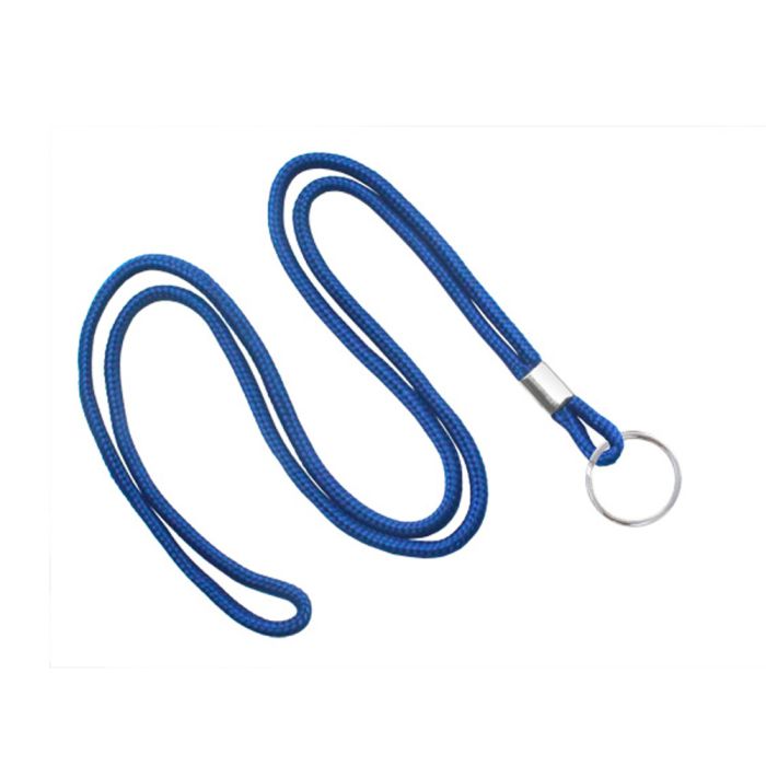 1/8'' Royal Blue Round Braid Lanyard with Split Ring 