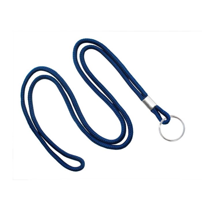1/8'' Navy Blue Round Braid Lanyard with Split Ring 