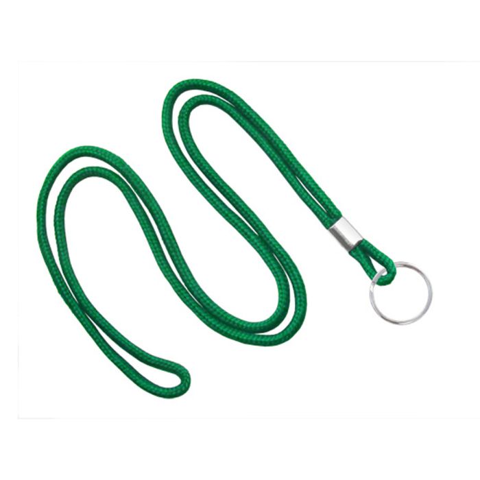 1/8'' Green Round Braid Lanyard with Split Ring 