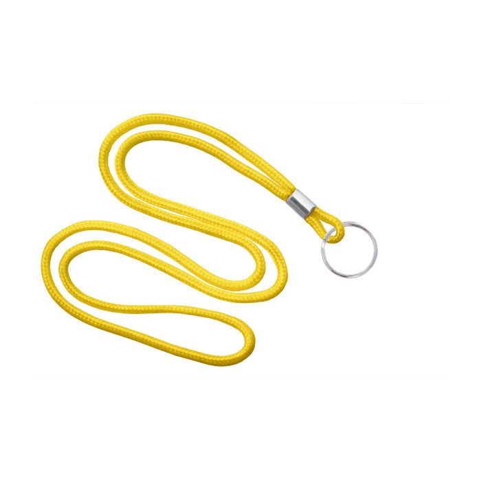 1/8'' Yellow Round Braid Lanyard with Split Ring 