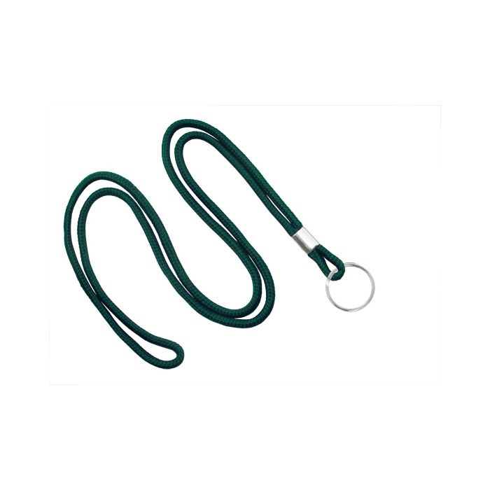 1/8'' Forest Green Round Braid Lanyard with Split Ring 