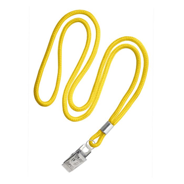 1/8'' Yellow Round Braid Lanyard with Bulldog Clip 