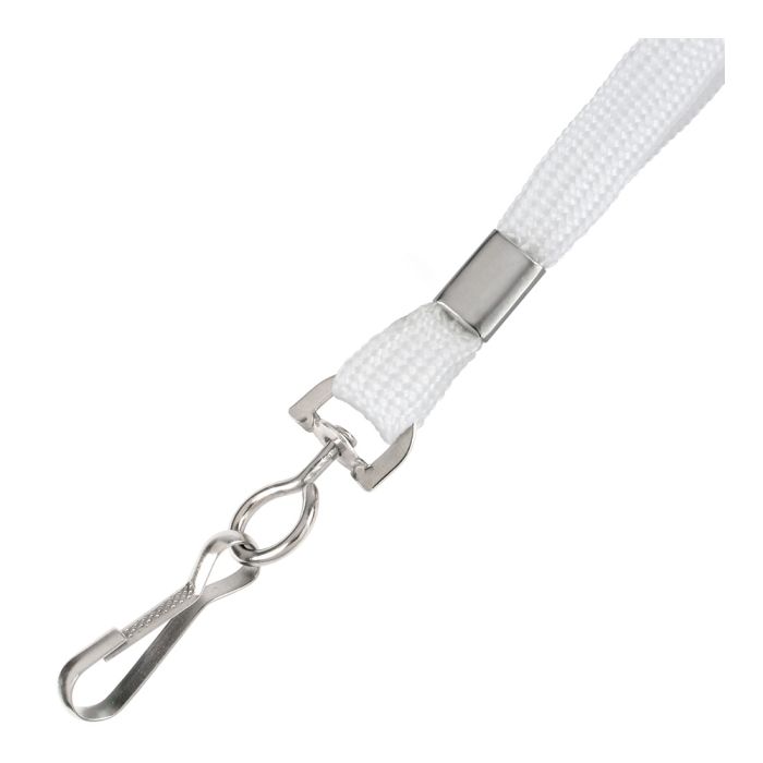 3/8'' White Flat Braid Lanyard with Swivel Hook 