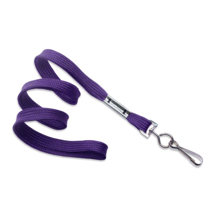 3/8'' Purple Flat Braid Lanyard with Swivel Hook 
