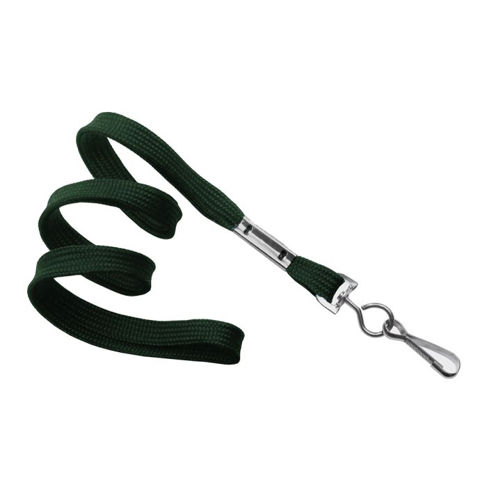 3/8'' Forest Green Flat Braid Lanyard with Swivel Hook 