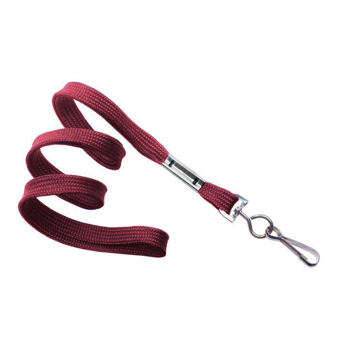 3/8'' Maroon Flat Braid Lanyard with Swivel Hook 