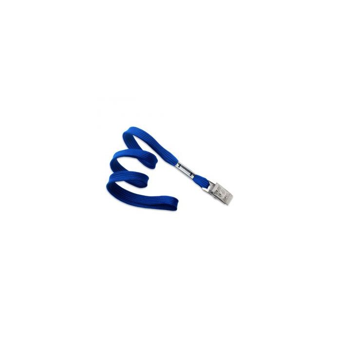 3/8'' Royal Blue Flat Braid Lanyard with Bulldog Clip 