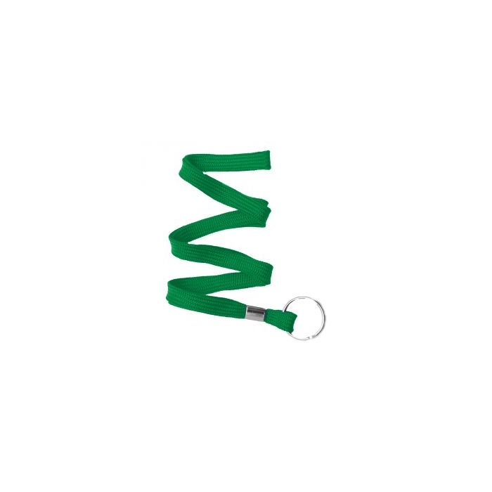 3/8'' Green Flat Braid Lanyard with Split Ring 