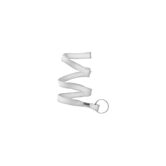 3/8'' White Flat Braid Lanyard with Split Ring 