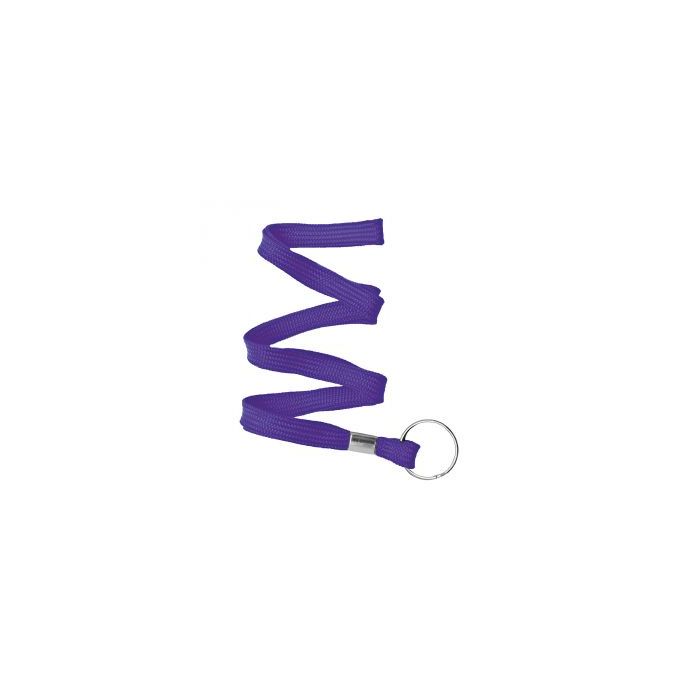 3/8'' Purple Flat Braid Lanyard with Split Ring 