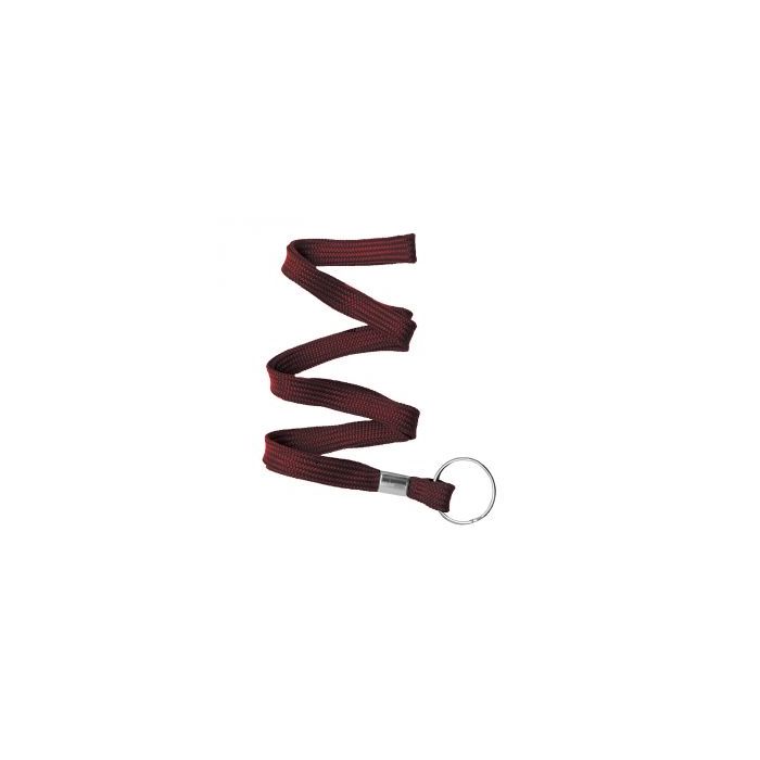 3/8'' Maroon Flat Braid Lanyard with Split Ring 