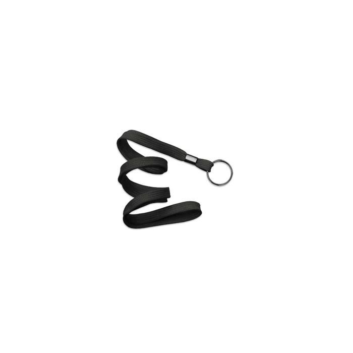 3/8'' Black Flat Braid Lanyard with Black-Oxide Swivel Hook  