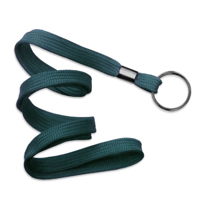 3/8'' Teal Flat Braid Lanyard with Black-Oxide Split Ring 