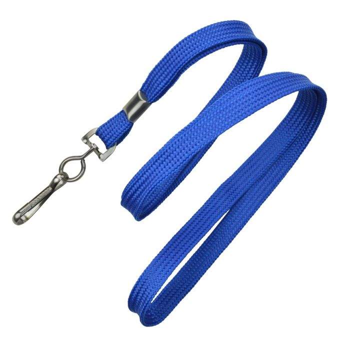 3/8'' Royal Blue Flat Braid Lanyard with Black-Oxide Swivel Hook  