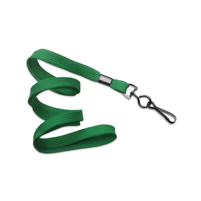 3/8'' Green Flat Braid Lanyard with Black-Oxide Swivel Hook  