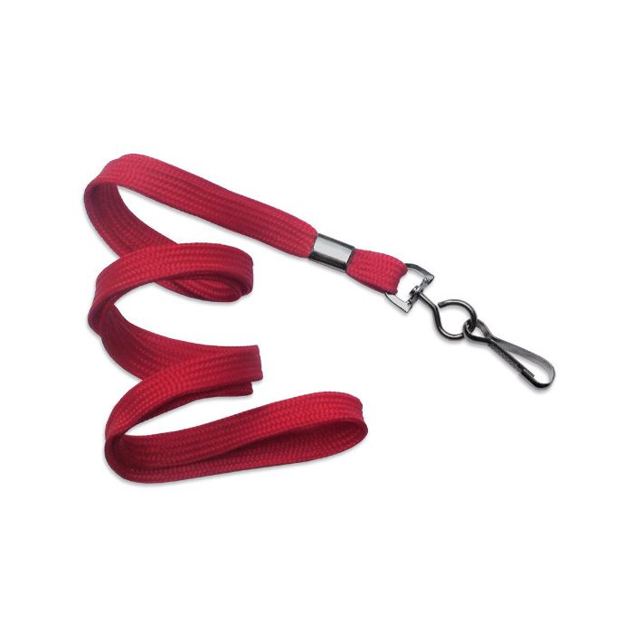 3/8'' Red Flat Braid Lanyard with Black-Oxide Swivel Hook  