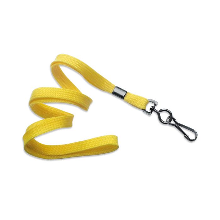 3/8'' Yellow Flat Braid Lanyard with Black-Oxide Swivel Hook  