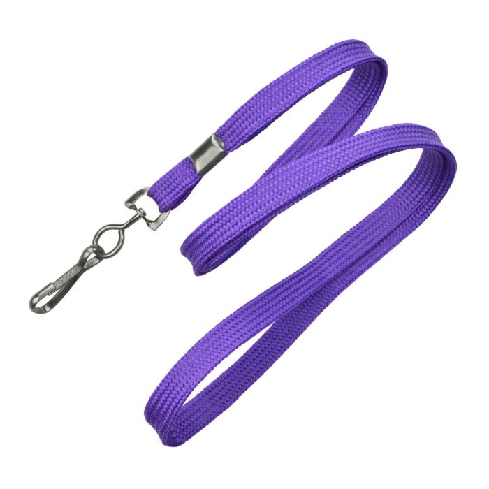 3/8'' Purple Flat Braid Lanyard with Black-Oxide Swivel Hook  